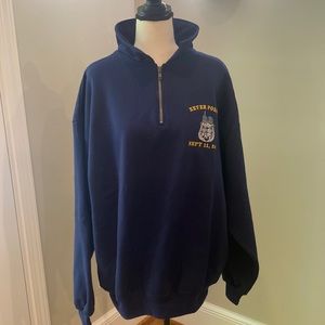 Unisex oversized boxy 911 twin towers NYC 3/4 zip sweatshirt police embroidered